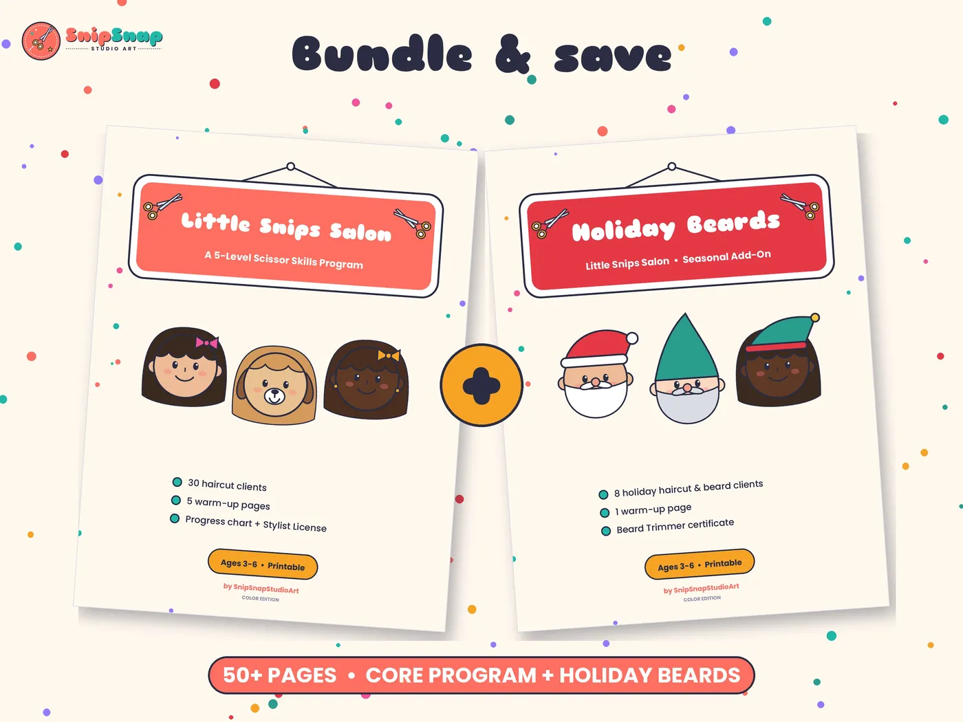 Little Snips Salon and Holiday Beards covers side by side